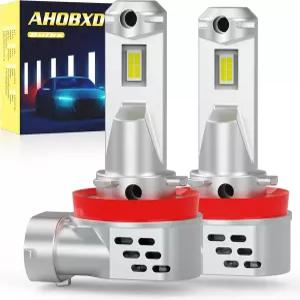 AHOBXD H11 LED 전구 H8 H9 H16 팬 쿨링 60000LM 1 할로겐 미니 사이즈 80000시간 수명 안개등 팩 2개로