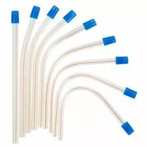 JMU 100개 치과용 타액 이젝터 일회용 흡입 팁 투명 튜브 파란색 흡입기