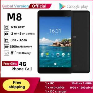 8인치 10코어 3GB RAM 4G 전화 통화 M8 안드로이드 8.0 태블릿 PC MTK6797 듀얼 카메라 2*SIM 카드 슬롯