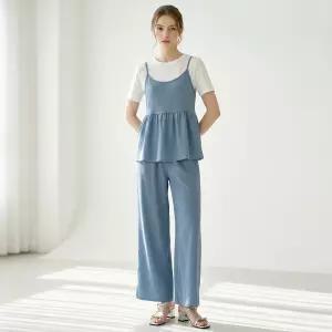 [인베스트] 내추럴 핏 뷔스티에+와이드 팬츠 세트_IN6M1VT4700