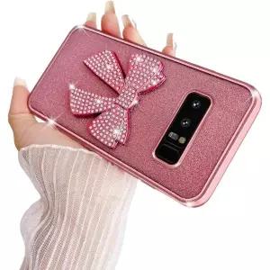 여성용 삼성 갤럭시 노트 8 케이스, 반짝이는 스타일리시한 소프트 클리어 TPU 소재, 고급스럽고 귀여운 3D