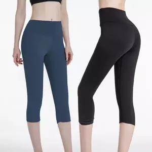 [콩심팥심]여성 하이웨스트 스포츠 레깅스 7부 1P 요가 헬스 필라테스 운동복