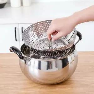 다용도 접이식 스테인리스 찜기 2p세트 만두 야채 찜받침대 23cm