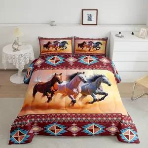 여자를 위한 말 침구 웨스턴 보호 이불 세트 인디언 부족 기하학적 쌍둥이 카우보이 선물 민족 화살 아즈텍