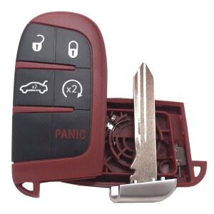 지프 그랜드 체로키 닷지 챌린저 충전기 다트 듀랑고 저니 크라이슬러 300 키리스 엔트리 교체용 자동차 키 커버(빨간색)에 맞는 5가지 버튼 리모컨 스마트 포브 쉘 케이스