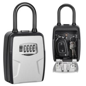페이리코 휴대용 키 잠금 상자, 집 열쇠, 자동차 6가지 용량, 내후성 리셋 테이블 코드(그레이, 1) 장착형 상자