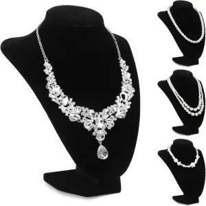 AojSup 4개 목걸이 진열대 홀더 주얼리 흉상 용 홈 스토어 트레이드 쇼 사진 소품 소매 블랙 벨벳