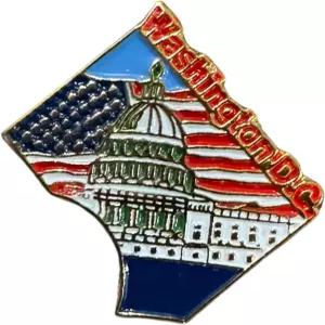 워싱턴 DC 캐피톨 빌딩 에나멜 핀 미국 국기 디자인 패트리엇 컬렉터블 1인치