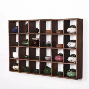 원목 다기장 그릇장 벽걸이진열대 와인잔 앤틱 수납장 컵 장식장 5칸 격자