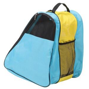 메시 패널이 장착된 밀리스텐 롤러 스케이트 가방 여성 및 경량 인라인 백팩 듀얼 컬러 블루-옐로우 숄더 캐리 보관 파우치 롤러용