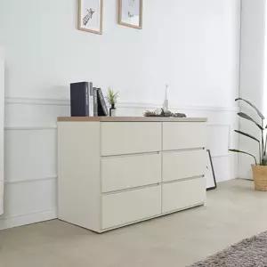 오크화이트 3단 6칸 와이드 서랍장 1200 자취방수납 심플모던 홈퍼니싱 내추럴감성