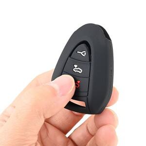 1PC 블랙 3버튼 실리콘 자동차 리모컨 키 케이스 커버 쉘 포르쉐 호환 911 997 박스터 987 카이맨용