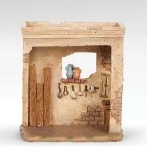 로만 7인치 브라운 및 베이지 카펜터샵 크리스마스 테이블탑 장식