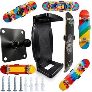 우글리츠 스케이트보드 벽걸이 - 360 회전식 벽걸이, 초대형 클립 및 플로팅 디스플레이용 금속 베이스 포함