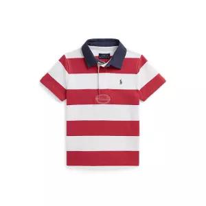 폴로 키즈 남아 2-7세 스트라이프 코튼 숏 슬리브 럭비 셔츠 AS862153