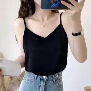 [라일리여성의류] Rly 실크 세트 여리핏 끈나시 이너 민소매 브이넥 나