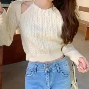 [SBD] 볼레로 티셔츠 레이어드 니트 홀터넥 여성용 꽈배기