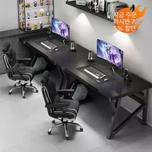 더블 컴퓨터책상 2인용 게이밍 흰색 데스크 긴 피시방 조립식 사무실 서재 워크스테이션