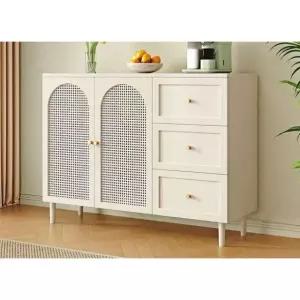 라탄 서랍장 콘솔 화이트 현관 거실 수납함 심플 슬림 원목 복도용