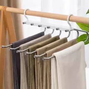 [생활] 바지정리랙 접이식 팬츠 바지걸이 6벌까지거치 바지옷걸이 스텐 바지행거 바지정리대