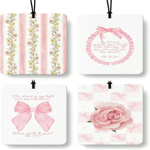 핑크 플로럴 크리스천 쾰른 자동차 방향제 4종 코켓 프레피 보우 플라워 걸이 욕실 기숙사 책 장식