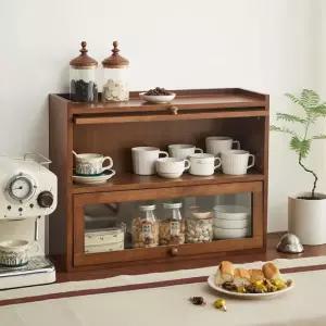 홈바 캐비닛 홈카페장 선반장 양념수납 미니수납 월넛 엔틱 그릇장 라탄 다단