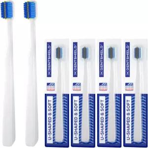 4 칫솔 헤드 커버가 있는 U자형 부드러운 교정용 4개 블루+화이트 4팩