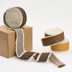 공예용 예쁜 졸리 브라운 데님 리본 수제 러스틱 프레이드 코튼 진 패브릭 꽃다발용 15야드 선물 포장 헤어