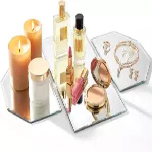 테이블용 Dandat 3개 불규칙 유리 거울 트레이 중앙 조각 5mm 두께의 베벨형 러너 웨딩 장식용 대형