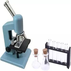미니 인형의 집을 위한 1 12 스케일 미니어처 실험실 액세서리 현미경 시험관 계량컵 등 장식과 케이크