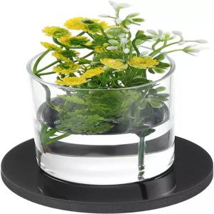 uxcell 6팩 4인치 거울 중앙 조각 테이블용 원형 접시 트레이 셀프 접착 아크릴 결혼식 파티 공예 홈 월