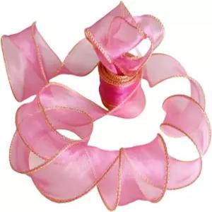 일반적인 11/2 인치 와이드 10 야드 핫 핑크 오르간자 와이어 리본 시어 공예용 꽃다발 결혼식 파티