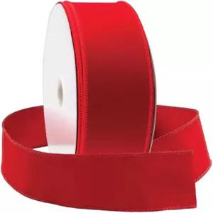 레드벨벳 리본 유선 크리스마스 2.5인치 와이드 와이어 엣지 트림 플로럴 선물 포장용 활 실내외 트리