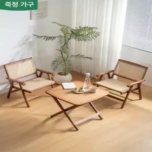 MONI 라탄테이블세트 발코니 펜션 정원 카페 2인 접이식 예쁜 디자인