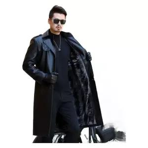 남성가죽코트 겨울 롱 재킷 칼라 남성용 자켓 따뜻한 레더 캐주얼 가죽 아우터 바람막이