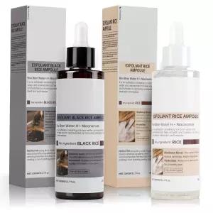 2 PCS 필샷 글로우 라이스 앰플 듀오 블랙 각질 제거제 화이트 모든 피부 타입을 위한 순한 얼굴 바디 -