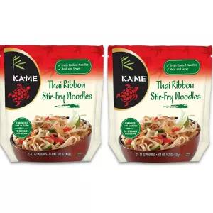 KA-ME 태국 리본 볶음 국수 - 14.2온스 패키지 2개 총 4개 X 7.1온스 파우치 정통 쌀 맛 바로 데워서 제공