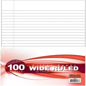BAZIC 제품 필러 용지 루즈 페이퍼 100장 시트 링 바인더용 와이드 룰 3홀 펀치 오피스 스쿨 학생용 36팩