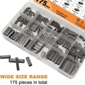 175개 우드러프 키 스톡 모음 스테인리스 스틸 라운드 엔디드 페더 평행 드라이브 샤프호환트 세트 산업용