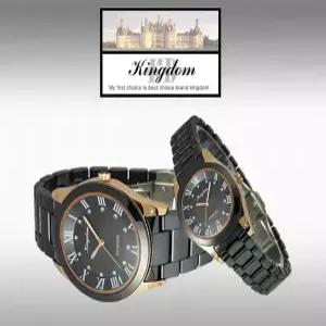 킹덤 고품격 다이아몬드 세라믹 커플 선물 명품 예물 고급 로즈골드 손목 시계 / KD5000BD