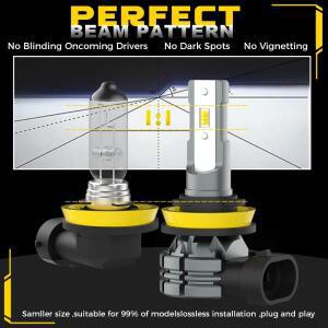 2Pcs 60W 12000LM  H8 H11 9005 자동차 차량용 호환 LED 등 안개등 H9 HB3 HB4 9145 H10 램프 6500K 3000K