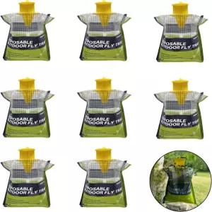 8팩 파리덫 야외 매달린 일회용 플라이 가방 효과적인 미끼 포획 제거 파티오 마당 닭장 말 마구간 헛간