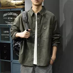 호크아이 남자 가을 빈티지 셔츠 빅사이즈 솔리드 슬림 데일리룩 칼라 긴팔 아우터 KUK3