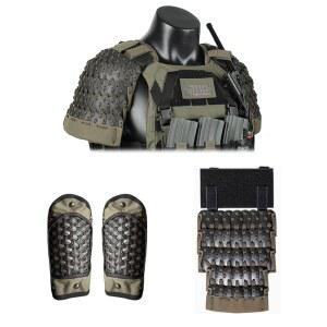 XURUYI 사무라이 전술 갑옷 풀 세트, 1쌍 x 어깨 갑옷, 팔 브레이서 보호대, 1개 가랑이 500D 중세 전사 기사 보호대