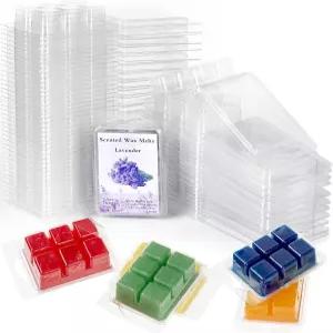 파텔라이 30피스 왁스 멜트 몰드 용기 6개 캐비티 클리어 빈 플라스틱 클램쉘 반려동물 큐브 트레이 캔들