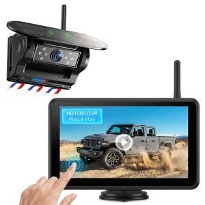 eRapta 마그네틱 솔라 무선 백업 카메라: HD1080P 7 u201D 터치스크린 휴대용, DVR, BSD, 1분 설치 IR 시야 히치 백업 카메라 트레일러 / 트럭 / 소형 RV / / 트랙터 - AWTCM701