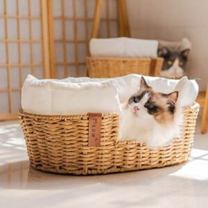 라탄 고양이 숨숨집 강아지집 반려동물 인도네시아 고양이침대 이글루 겸용 코타츠 동굴하우스
