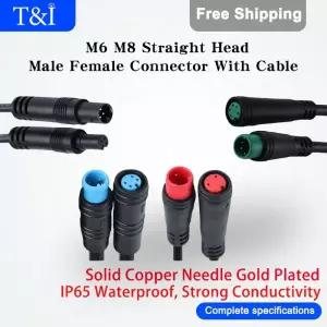 HDMITODVI Julet 센서 커넥터 직선 끝 남성 여성 도킹 Ebike 디스플레이 케이블 20cm 5 핀 10100세트 M6 M8