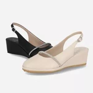 엘칸토 HC14 여성 쿠션굳 양가죽 초경량 보석 웨지 슬링백 5cm LCWO56U613