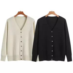  여성 겨울 긴팔 브이넥 단추 시보리 기본 가디건 2종 세트빠른 배송